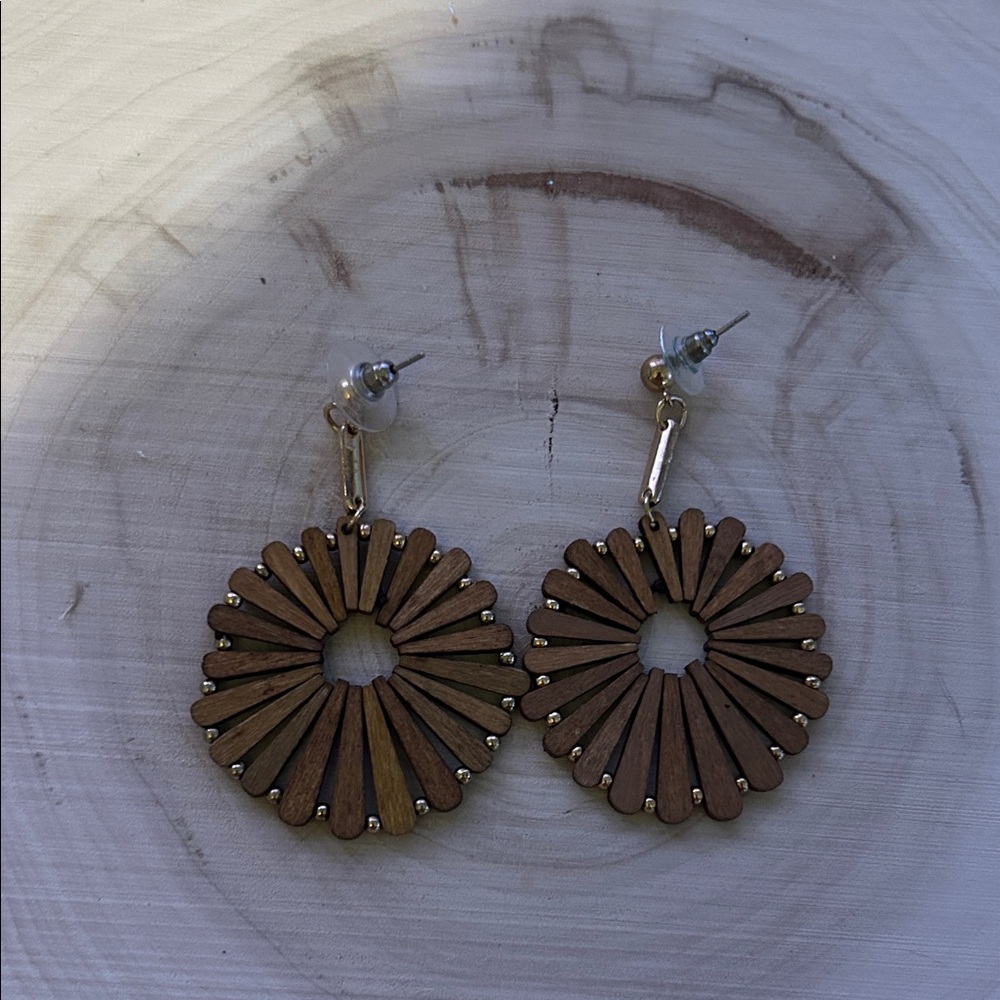 Natural Brown Wooden Earrings